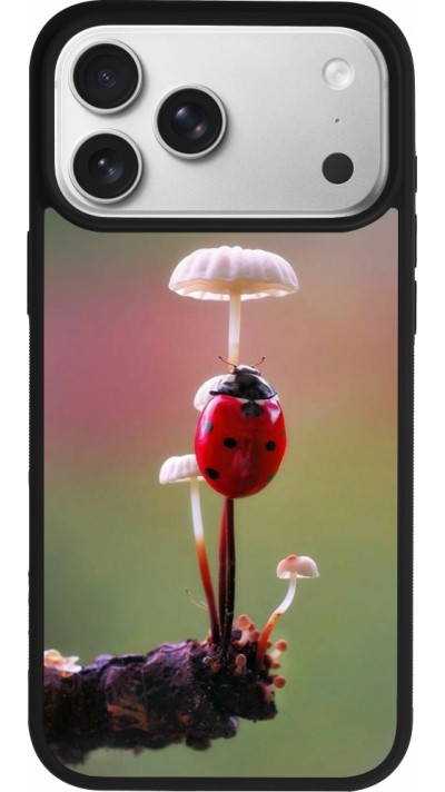 iPhone 17 Pro Max Case Hülle - Silikon schwarz Ladybird on a mushroom Spring 2026
