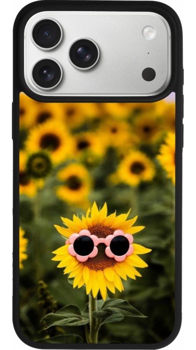 iPhone 17 Pro Max Case Hülle - Silikon schwarz Sunflower with glasses Spring 2026