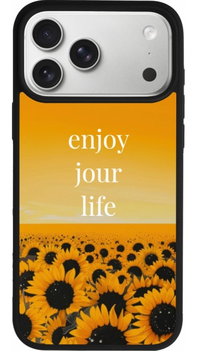 iPhone 17 Pro Max Case Hülle - Silikon schwarz Summer 2025 Enjoy your life