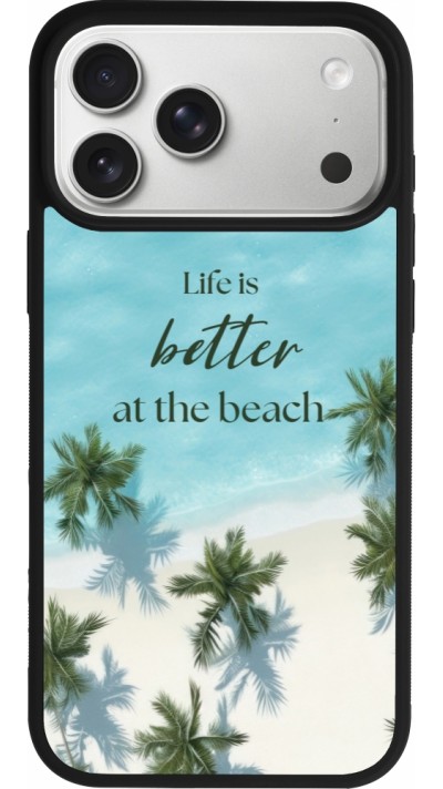 iPhone 17 Pro Max Case Hülle - Silikon schwarz Summer 2025 Life is better at the beach