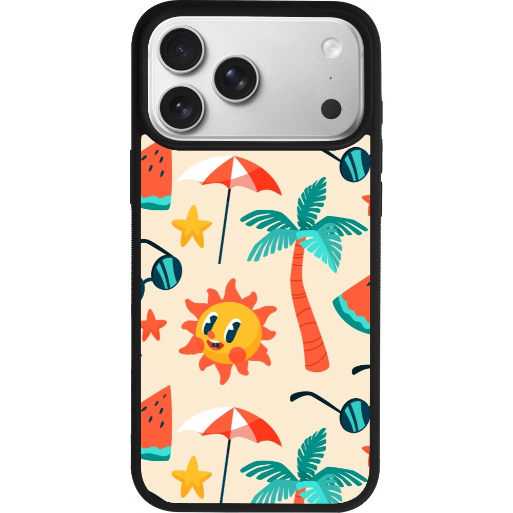 iPhone 17 Pro Max Case Hülle - Silikon schwarz Summer 2025 Pattern soleil