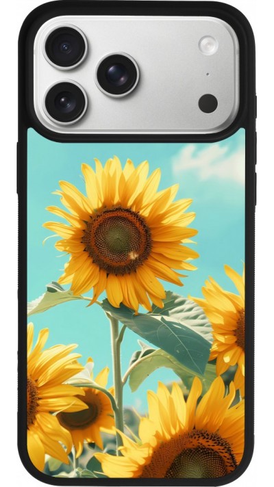 iPhone 17 Pro Max Case Hülle - Silikon schwarz Sunflowers Summer 2026