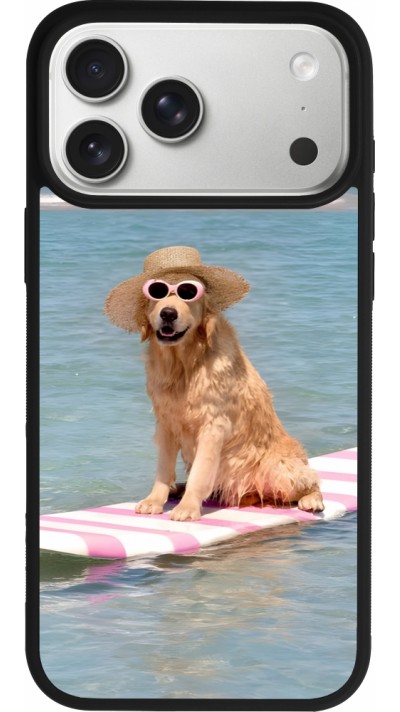 iPhone 17 Pro Max Case Hülle - Silikon schwarz Summer Dog on Paddle