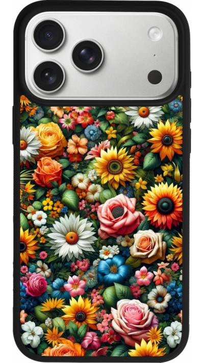 iPhone 17 Pro Max Case Hülle - Silikon schwarz Sommer Blumenmuster