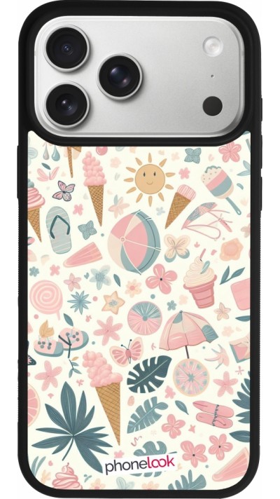 iPhone 17 Pro Max Case Hülle - Silikon schwarz Sommer Pink Muster