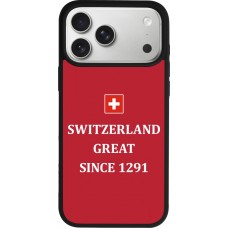 Coque iPhone 17 Pro Max - Silicone rigide noir Switzerland Great Since 1291