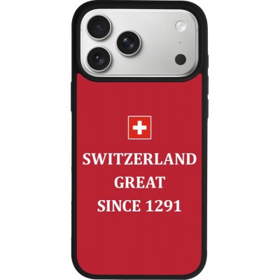 Coque iPhone 17 Pro Max - Silicone rigide noir Switzerland Great Since 1291