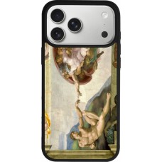 Coque iPhone 17 Pro Max - Silicone rigide noir Tableau art - La Création d’Adam - Michel-Ange