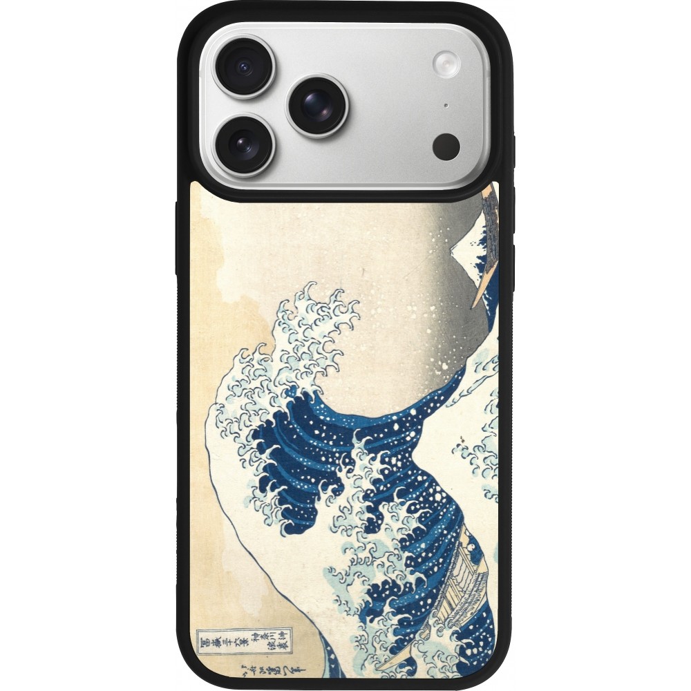 iPhone 17 Pro Max Case Hülle - Silikon schwarz Kunstbild - Die große Welle vor Kanagawa - Hokusai