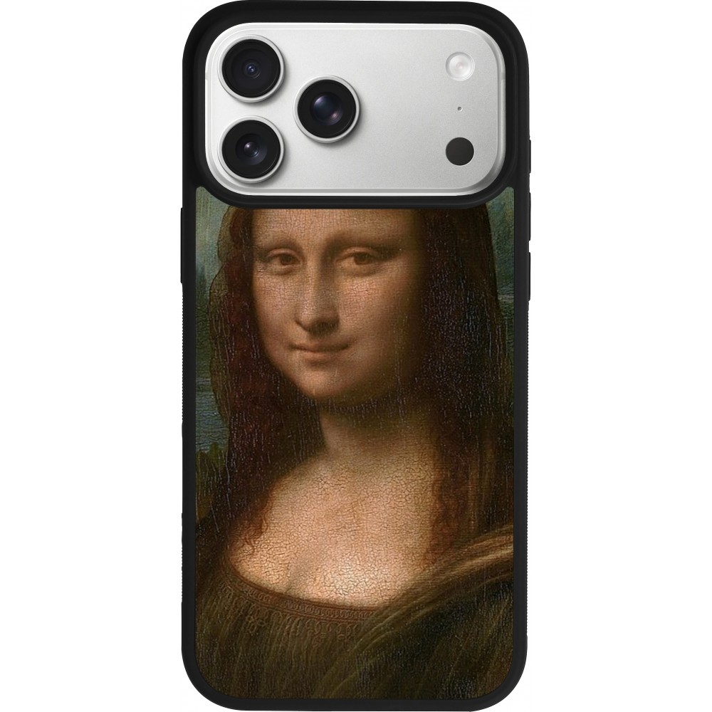 Coque iPhone 17 Pro Max - Silicone rigide noir Tableau art - La Joconde - Léonard de Vinci
