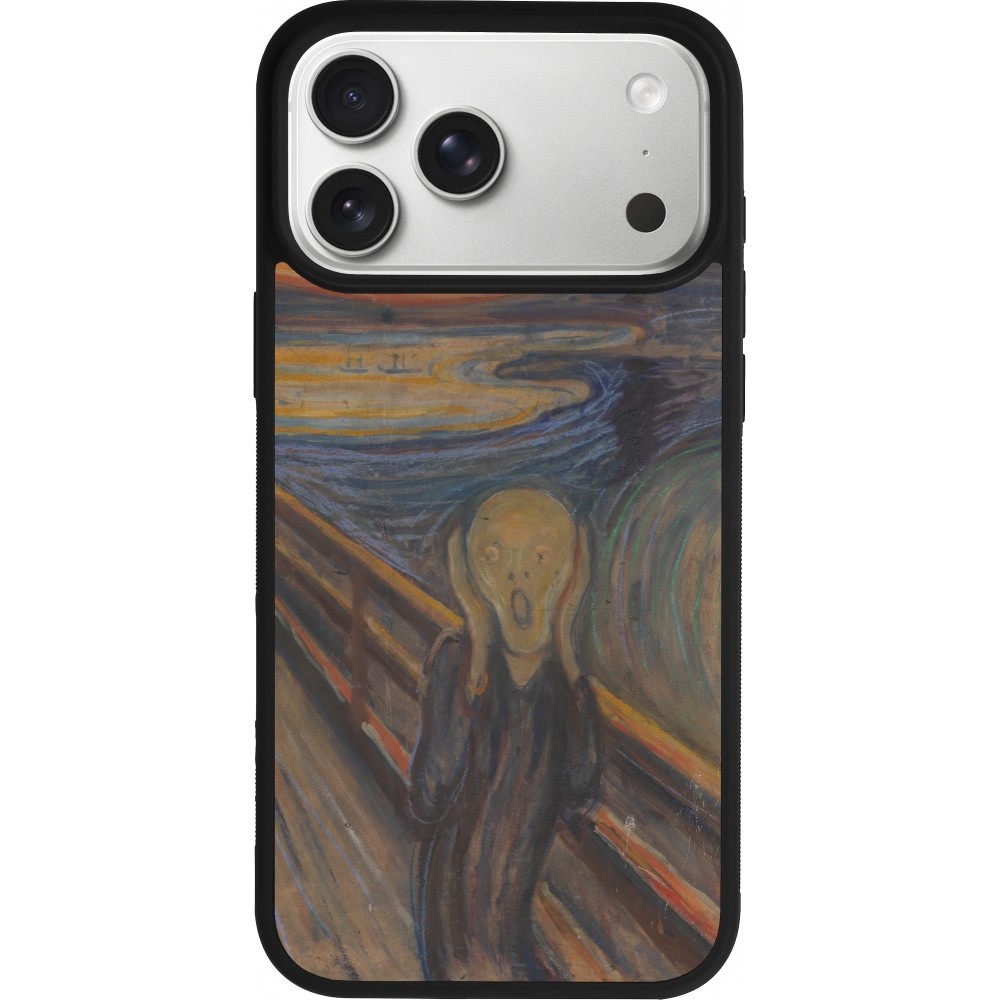 Coque iPhone 17 Pro Max - Silicone rigide noir Tableau art - Le Cri - Edvard Munch