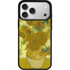 iPhone 17 Pro Max Case Hülle - Silikon schwarz Kunstbild - Sonnenblumen  - Van Gogh