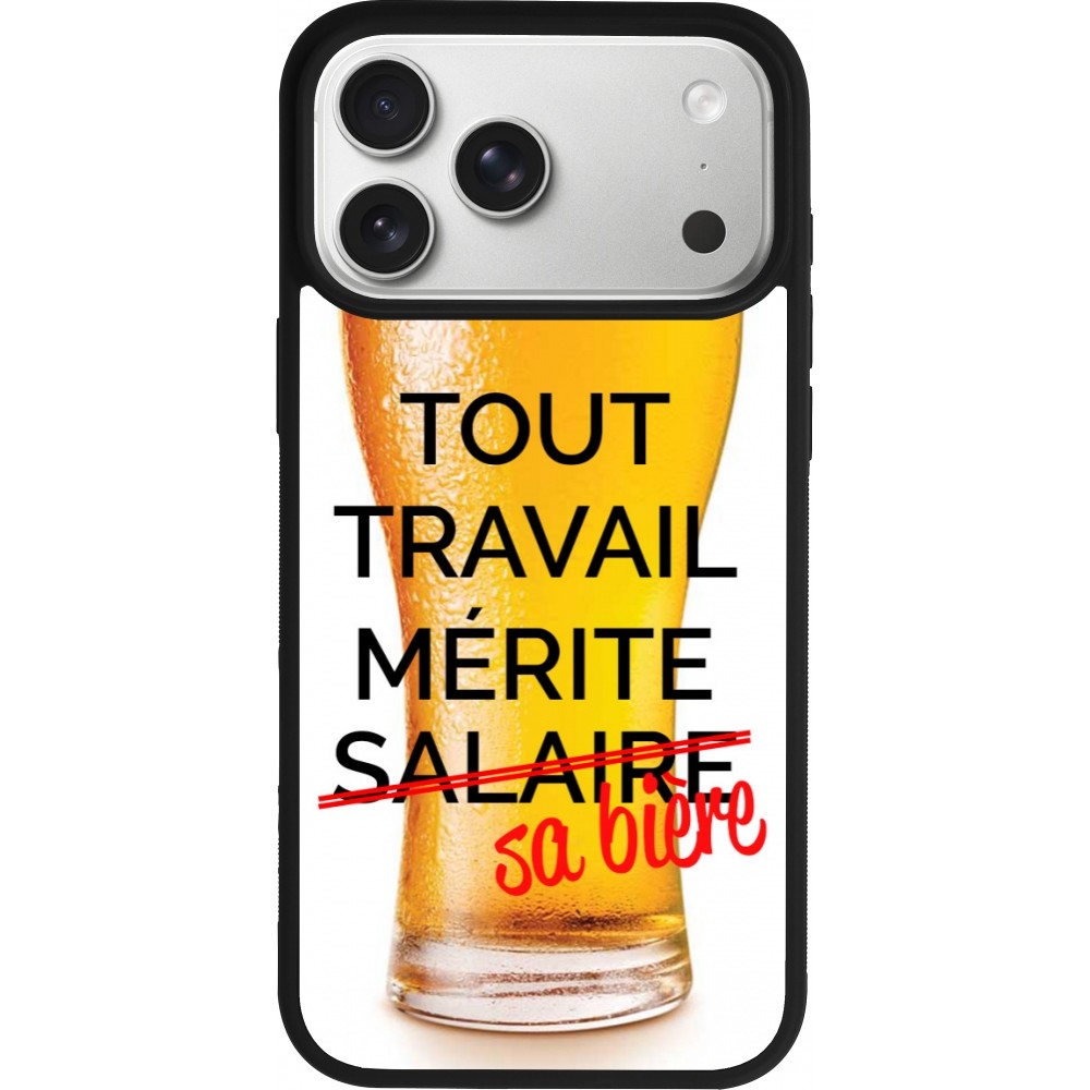 iPhone 17 Pro Max Case Hülle - Silikon schwarz Tout travail mérite sa bière