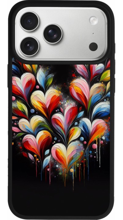 iPhone 17 Pro Max Case Hülle - Silikon schwarz Valentin 2024 Schwarzes Herz Abstrakt