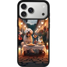 Coque iPhone 17 Pro Max - Silicone rigide noir Valentine 2024 Dog & Cat Candlelight