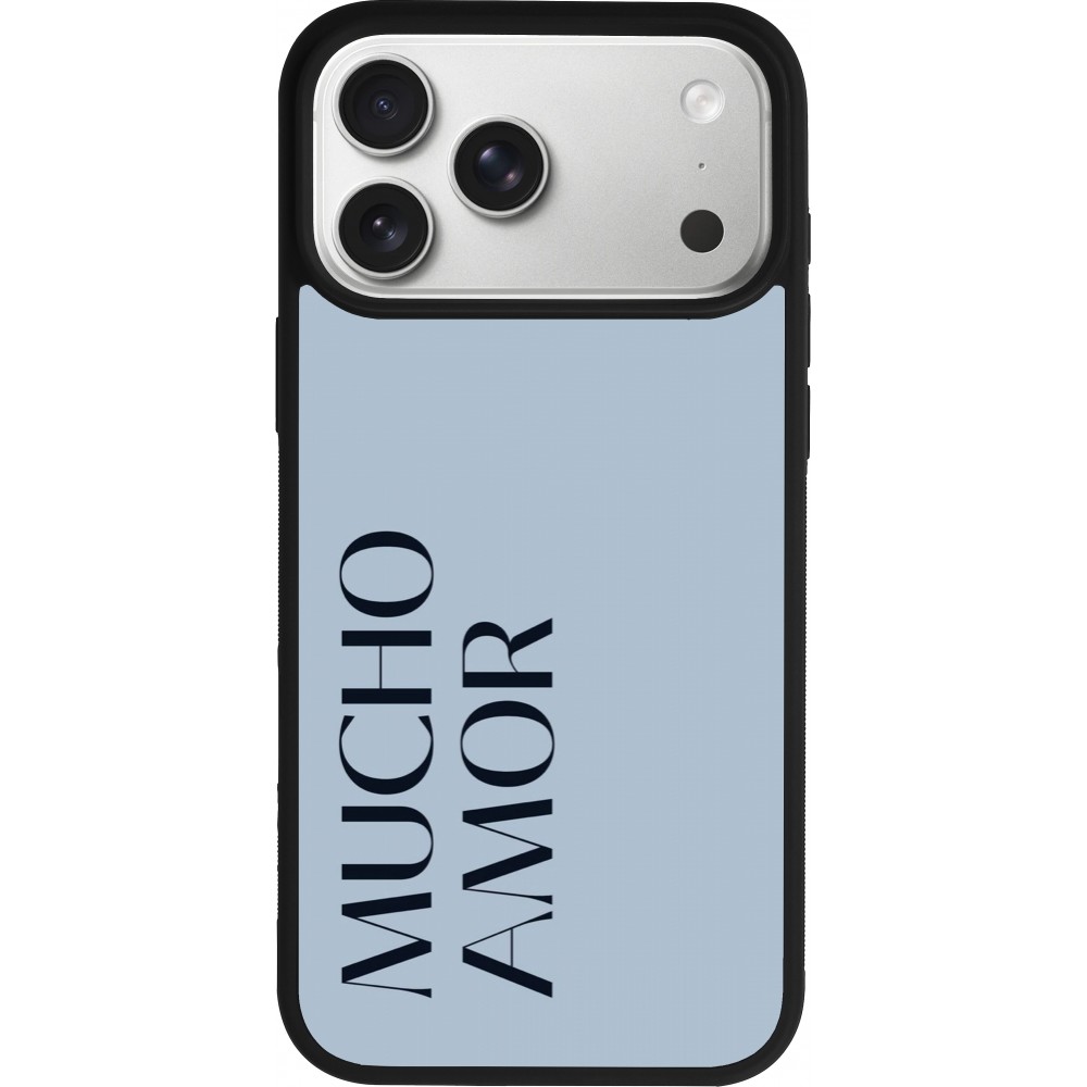 iPhone 17 Pro Max Case Hülle - Silikon schwarz Valentine 2024 mucho amor azul