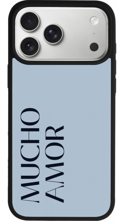 iPhone 17 Pro Max Case Hülle - Silikon schwarz Valentine 2024 mucho amor azul