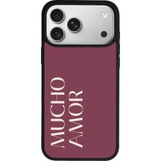 Coque iPhone 17 Pro Max - Silicone rigide noir Valentine 2024 mucho amor rosado