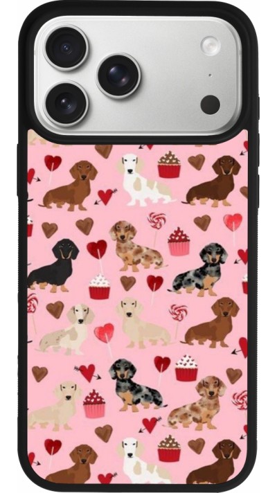 iPhone 17 Pro Max Case Hülle - Silikon schwarz Valentine 2024 puppy love