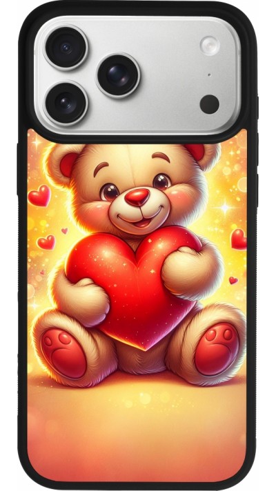 iPhone 17 Pro Max Case Hülle - Silikon schwarz Valentin 2024 Teddy Liebe