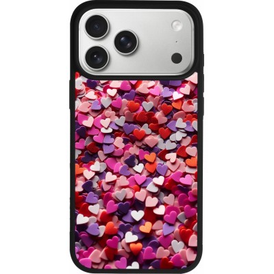 Coque iPhone 17 Pro Max - Silicone rigide noir Valentine 2025 Confetti