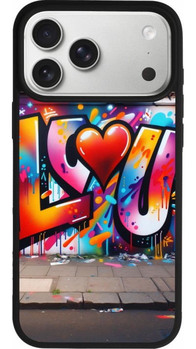 iPhone 17 Pro Max Case Hülle - Silikon schwarz Valentin 2025 Liebe U Tag