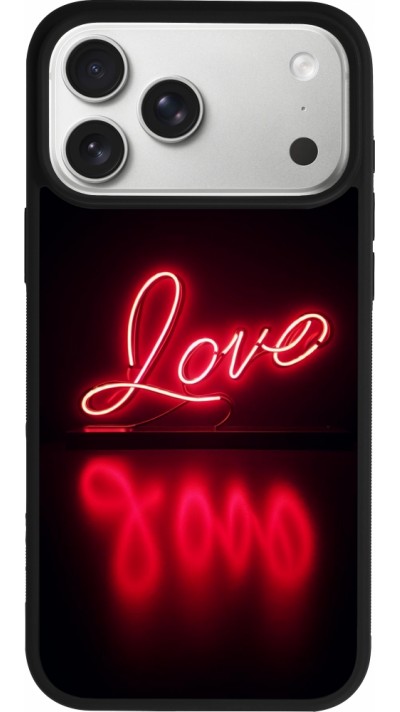 iPhone 17 Pro Max Case Hülle - Silikon schwarz Valentine 2025 Neon Liebe