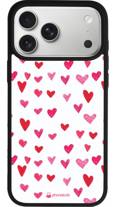 iPhone 17 Pro Max Case Hülle - Silikon schwarz Valentine 2022 Many pink hearts