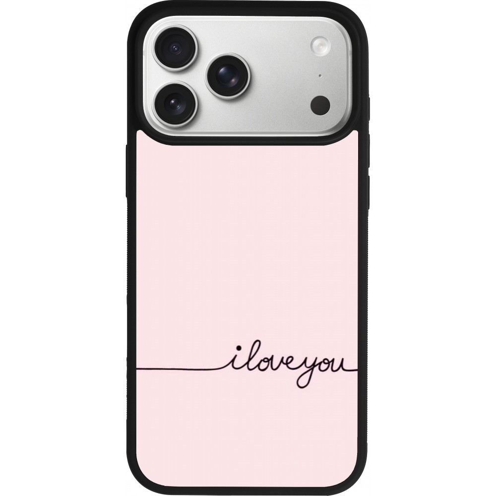 Coque iPhone 17 Pro Max - Silicone rigide noir Valentine 2023 i love you writing
