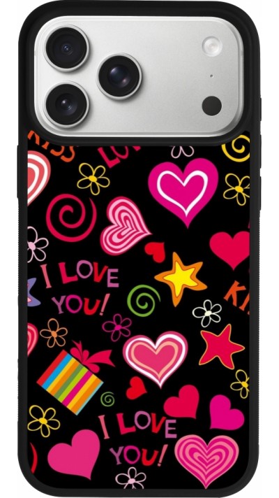 iPhone 17 Pro Max Case Hülle - Silikon schwarz Valentine 2023 love symbols