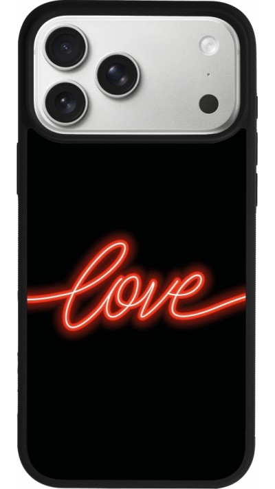 iPhone 17 Pro Max Case Hülle - Silikon schwarz Valentine 2023 neon love