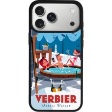 Coque iPhone 17 Pro Max - Silicone rigide noir Verbier Mountain Jacuzzi