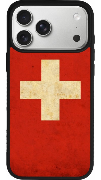 iPhone 17 Pro Max Case Hülle - Silikon schwarz Vintage Flag SWISS