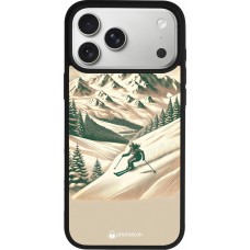 Coque iPhone 17 Pro Max - Silicone rigide noir Vintage Ski Mountain