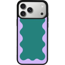 Coque iPhone 17 Pro Max - Silicone rigide noir Wavy Rectangle Green Purple