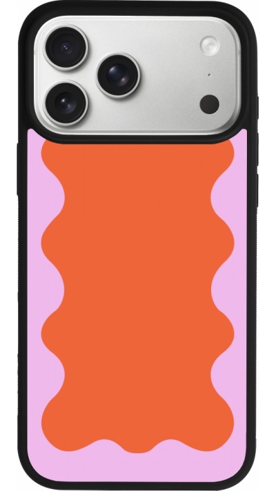 iPhone 17 Pro Max Case Hülle - Silikon schwarz Wavy Rectangle Orange Pink