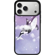 Coque iPhone 17 Pro Max - Silicone rigide noir Whale in sparking stars