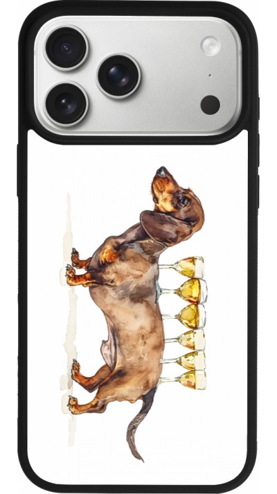 iPhone 17 Pro Max Case Hülle - Silikon schwarz Wine Teckel