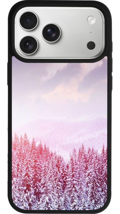 iPhone 17 Pro Max Case Hülle - Silikon schwarz Winter 22 Pink Forest