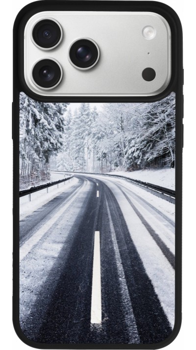 iPhone 17 Pro Max Case Hülle - Silikon schwarz Winter 22 Snowy Road