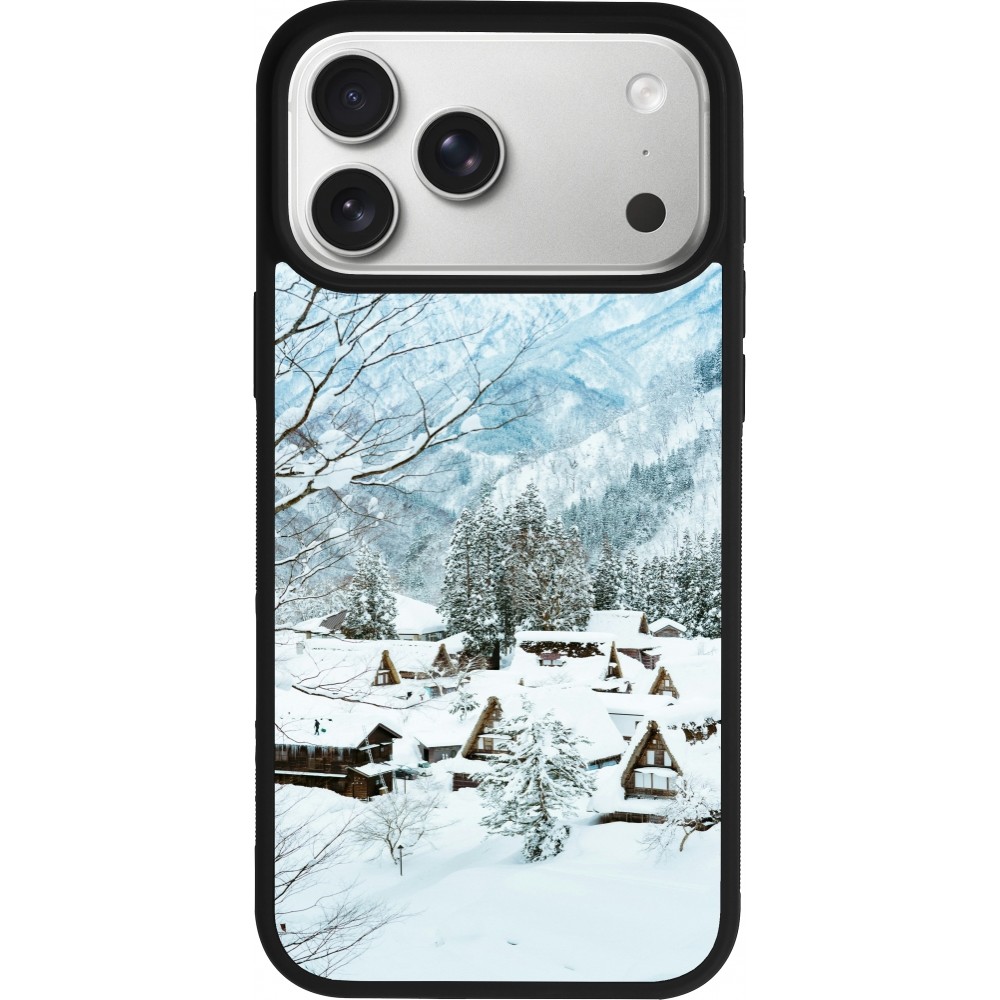 iPhone 17 Pro Max Case Hülle - Silikon schwarz Winter 25 Winter snowy landscape