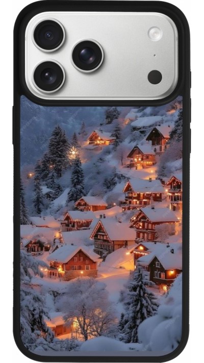 iPhone 17 Pro Max Case Hülle - Silikon schwarz Winter 25 Winter snowy village