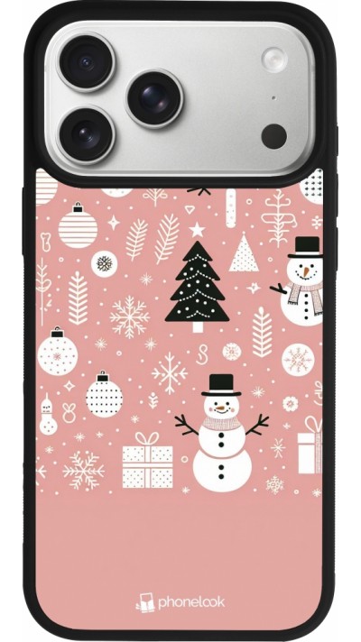 iPhone 17 Pro Max Case Hülle - Silikon schwarz Weihnachten 2024 Rose Schneemann Weihnachten
