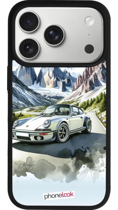 iPhone 17 Pro Case Hülle - Silikon schwarz Porsche 911 Berg Aquarell