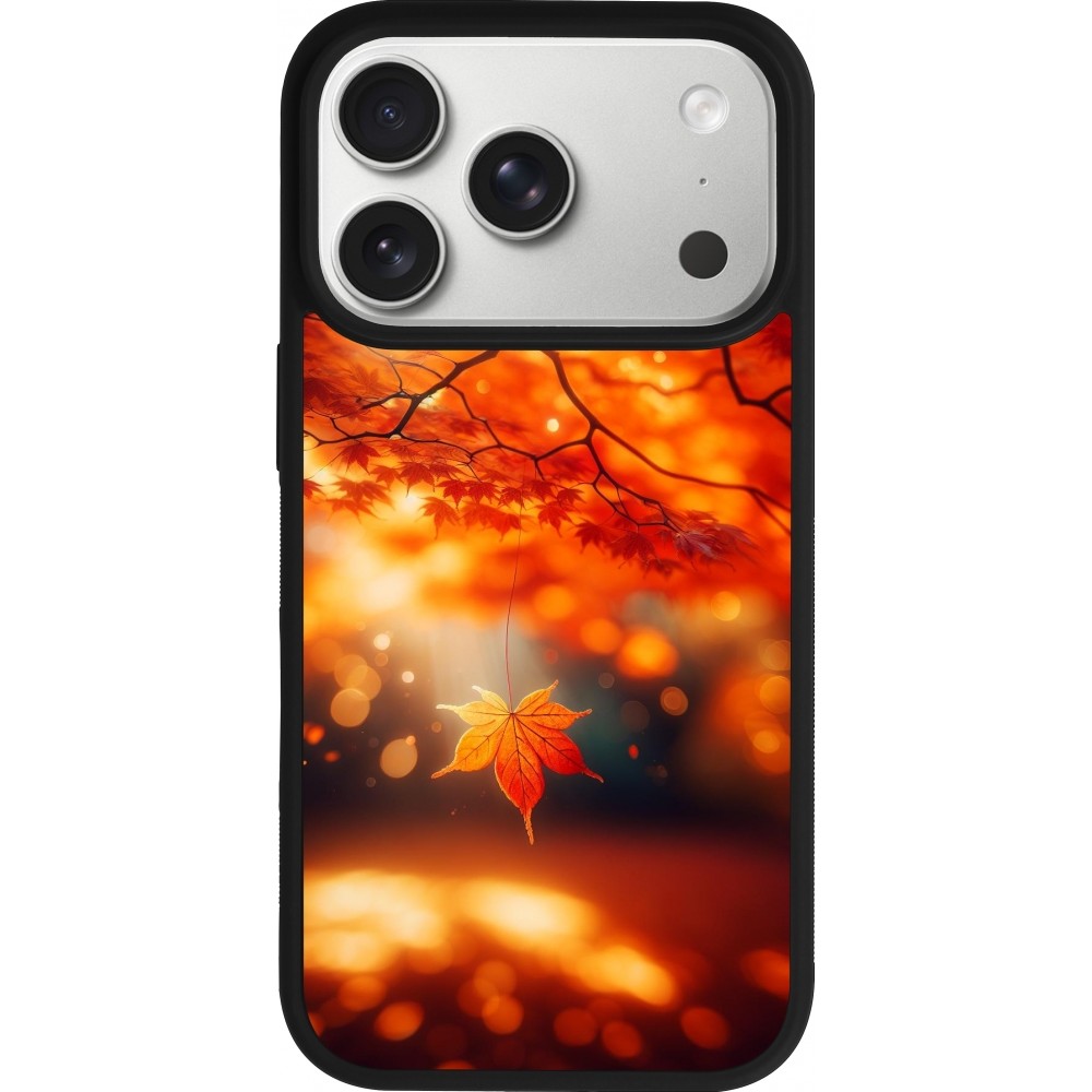 iPhone 17 Pro Case Hülle - Silikon schwarz Herbst Magisch Orange
