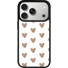 Coque iPhone 17 Pro - Silicone rigide noir Autumn 2024 brown hearts
