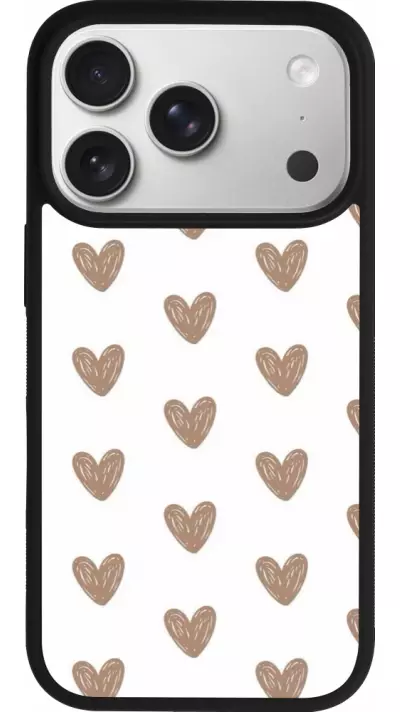 Coque iPhone 17 Pro - Silicone rigide noir Autumn 2024 brown hearts
