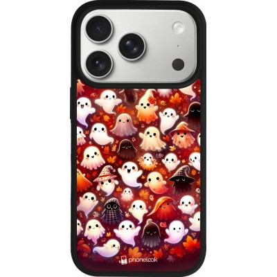 Coque iPhone 17 Pro - Silicone rigide noir Fantômes automne mignons