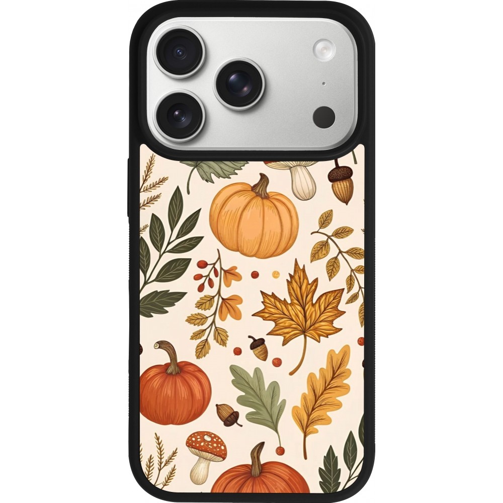 Coque iPhone 17 Pro - Silicone rigide noir Autumn 25 Autumn pattern