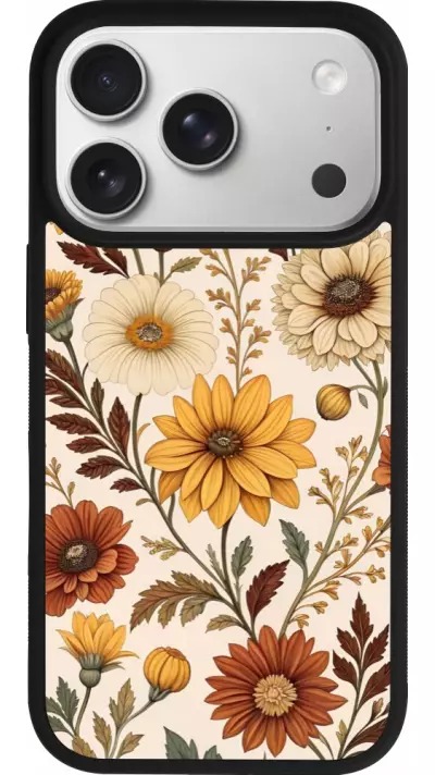 Coque iPhone 17 Pro - Silicone rigide noir Autumn 25 Flower pattern